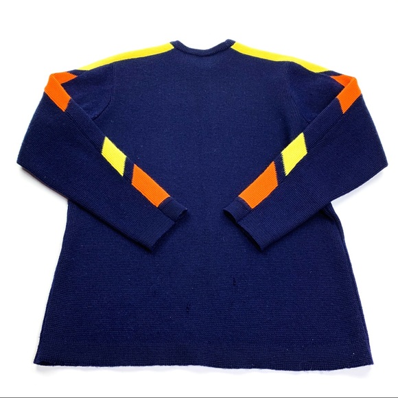 Beconta Vintage Virgin Wool Knit Sweater Blue XL - Picture 4 of 12